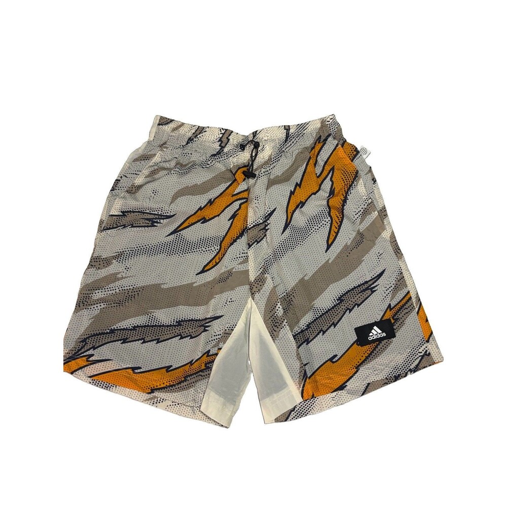 Adidas Mens Travel AOP Shorts Small Wonder White Orange Abstract Print NWT